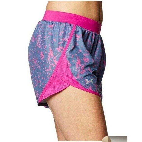 Under Armour womens Fly By 2.0 Printed Running Shorts Mineral Blue Size XL NEW - Picture 7 of 8